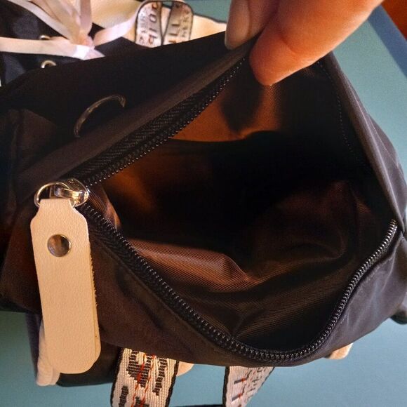 Asge Brand Black and White Roomy Backpack  School College Work Commute Shopping - Picture 5 of 14